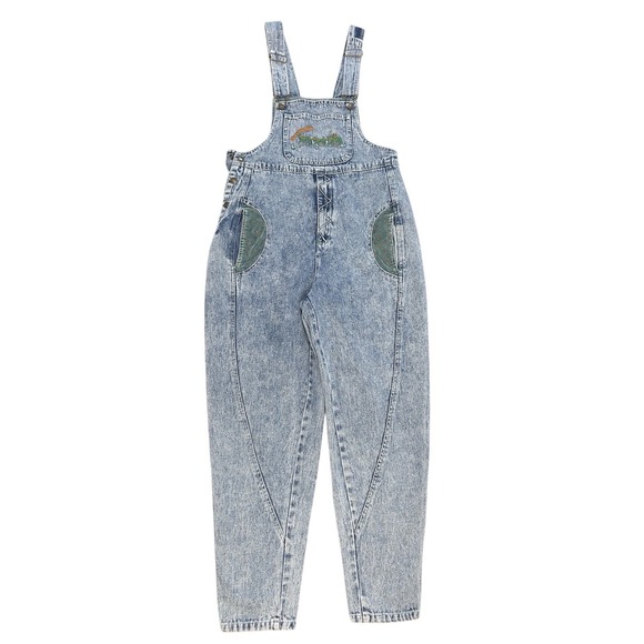 Denim - Vintage Overalls Womens S Short Blue Acid Wash Denim 80s 90s Retro Streetwear